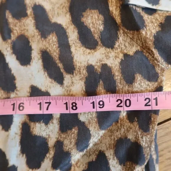 NWT GANNI leopard print top blouse short sleeve semisheer lightweight 36 breezy - Picture 14 of 16